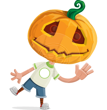 Cute Halloween Kid with Pumpkin Cartoon Vector Character
